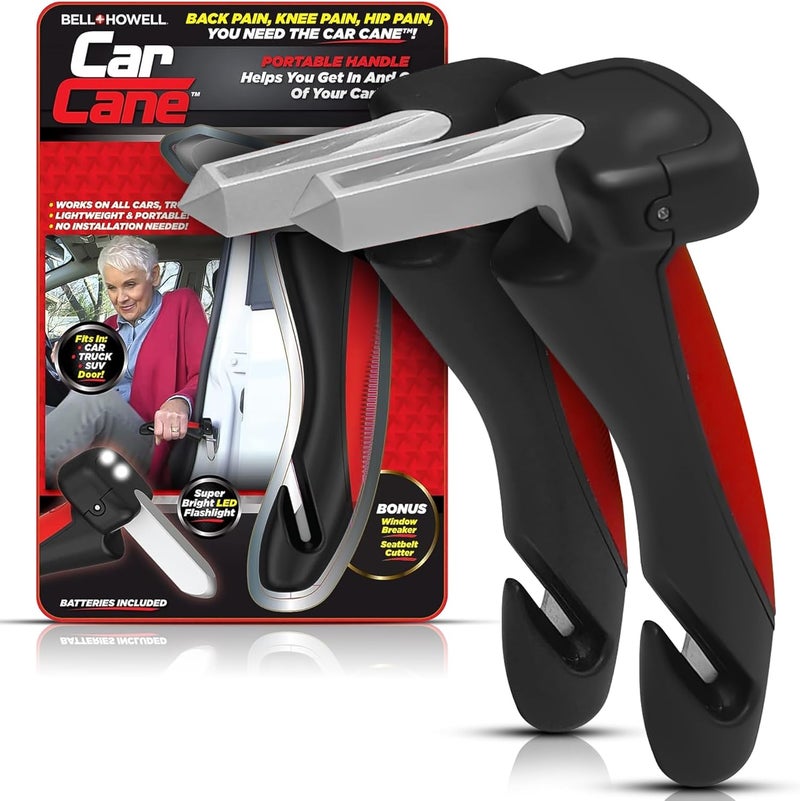 Emson Original Car Cane 2Pk – All in 1 Car Handle Assist for Elderly Car Door Handle, Seat Belt Cutter, Window Breaker, Flashlight, Car Door Handle for Elderly Easy Exit - Image 1